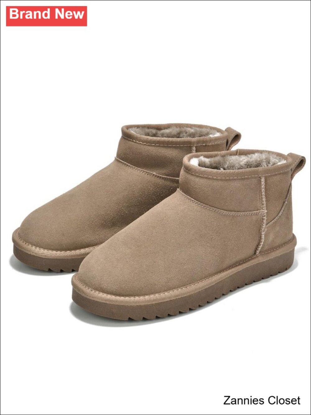 ✨ Genuine Leather Fur-Lined Ankle Boots Water-Resistant Faux Fur Lining Winter